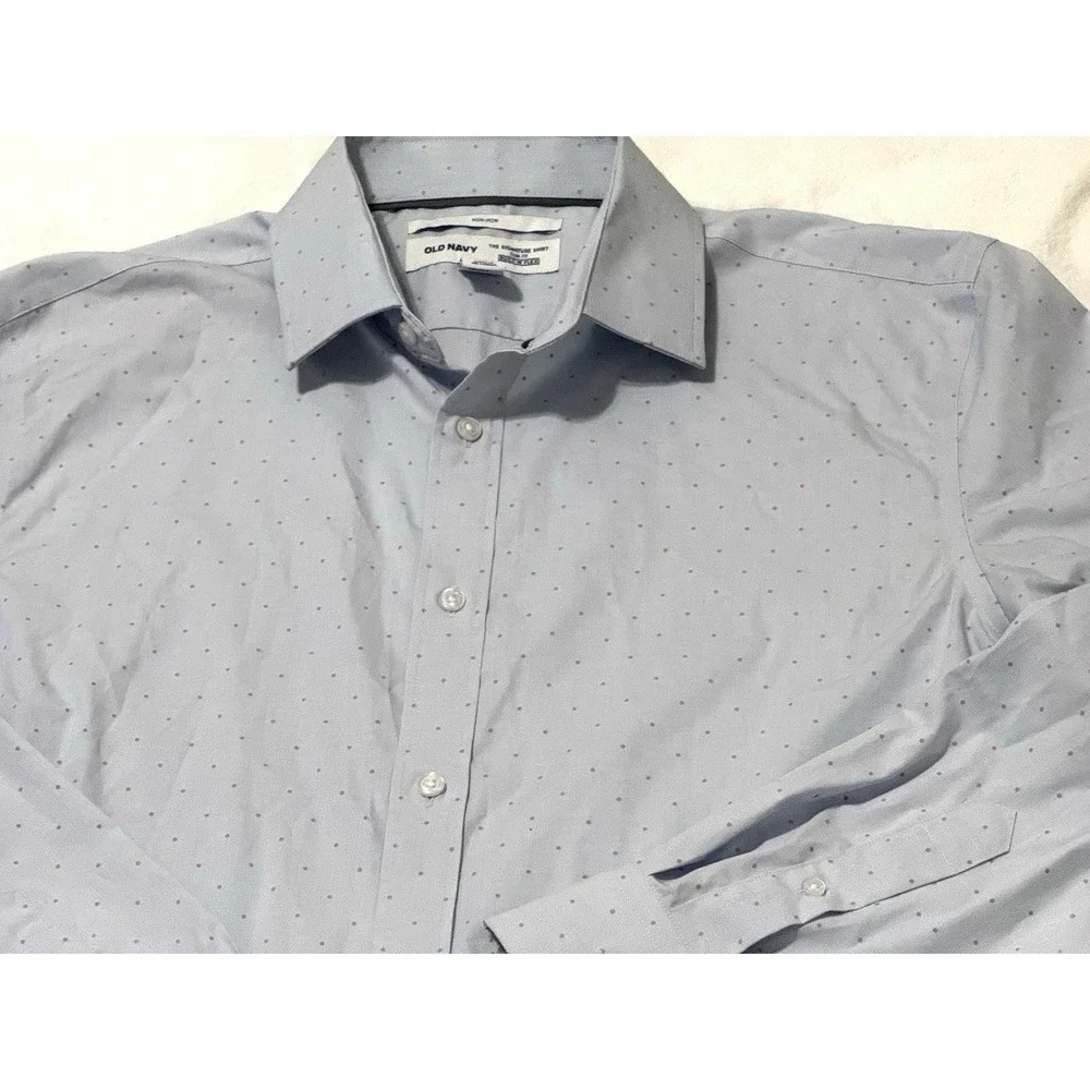 NWT Old Navy The Signature Shirt Slim Fit Purple Red Polka Dots Shirt Size L MS1